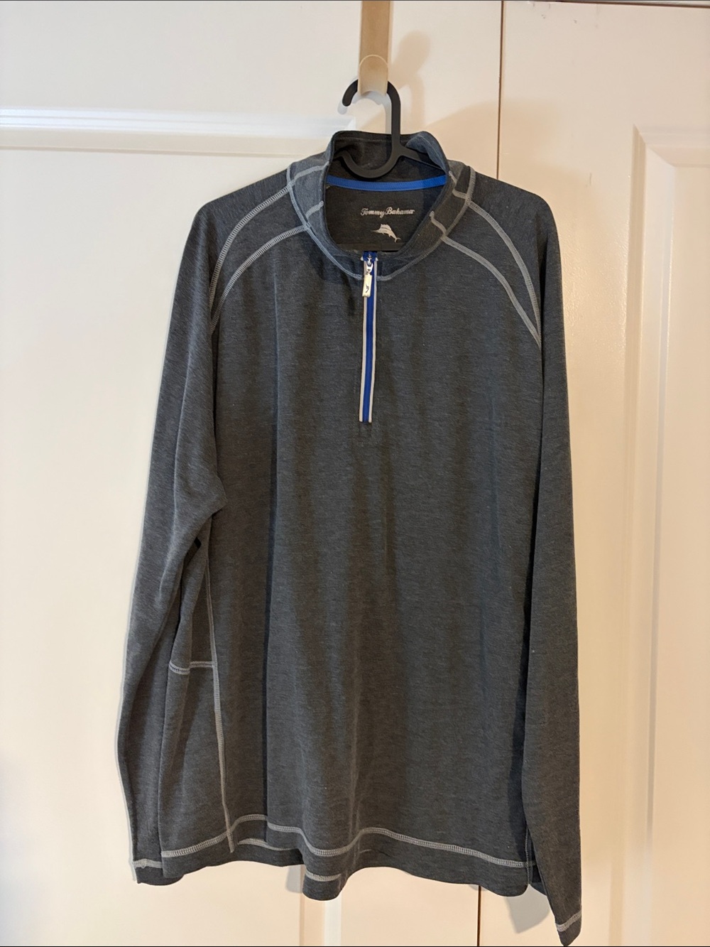 Tommy Bahama Dark Gray Half-Zip Pullover with Blue Trim